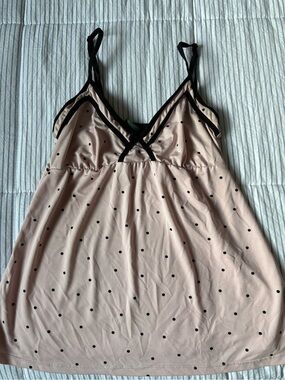 Super Trendy Pink Polka Dot Sleep Cami with Black Trim